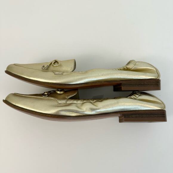Salvatore Ferragamo Floyd Moon Nappa Calf Metallic Gold Shoes Loafers Size 7.5B - Picture 6 of 13